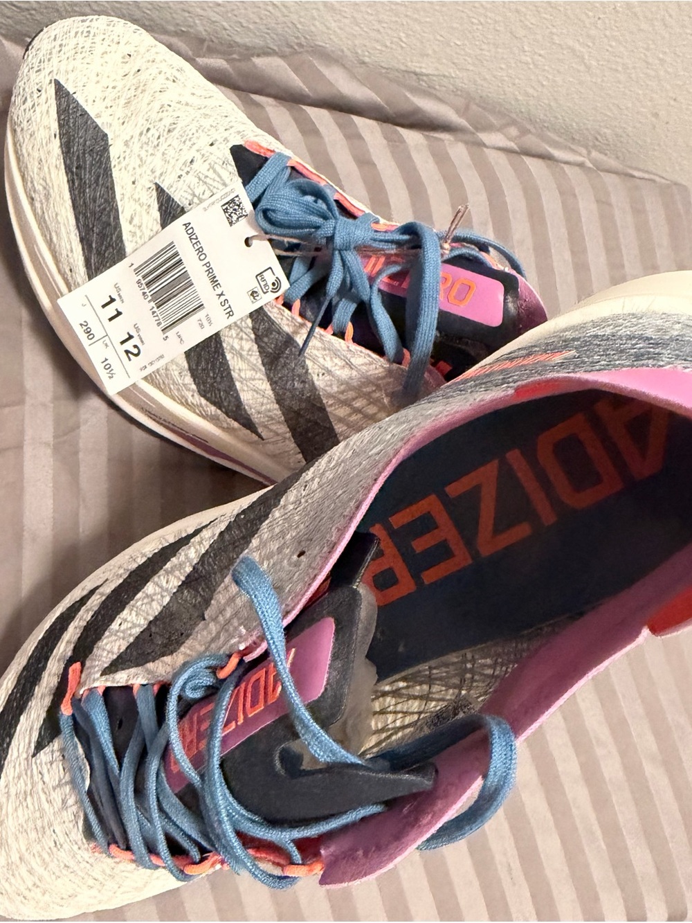 adidas Adizero Prime X STR Women's Running Shoes - White/Gray/Purple/Pink/Blue - Picture 2 of 3